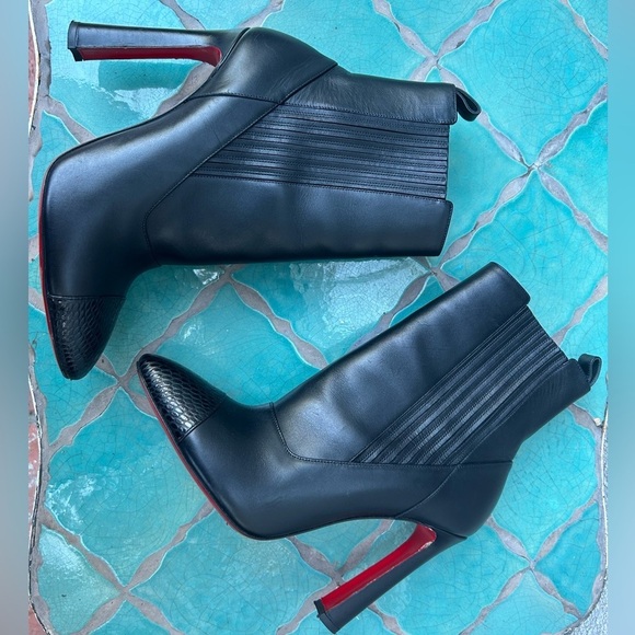 Christian Louboutin Me in the 90's 100 Black Leather Calf High Heels Boots - Picture 4 of 16